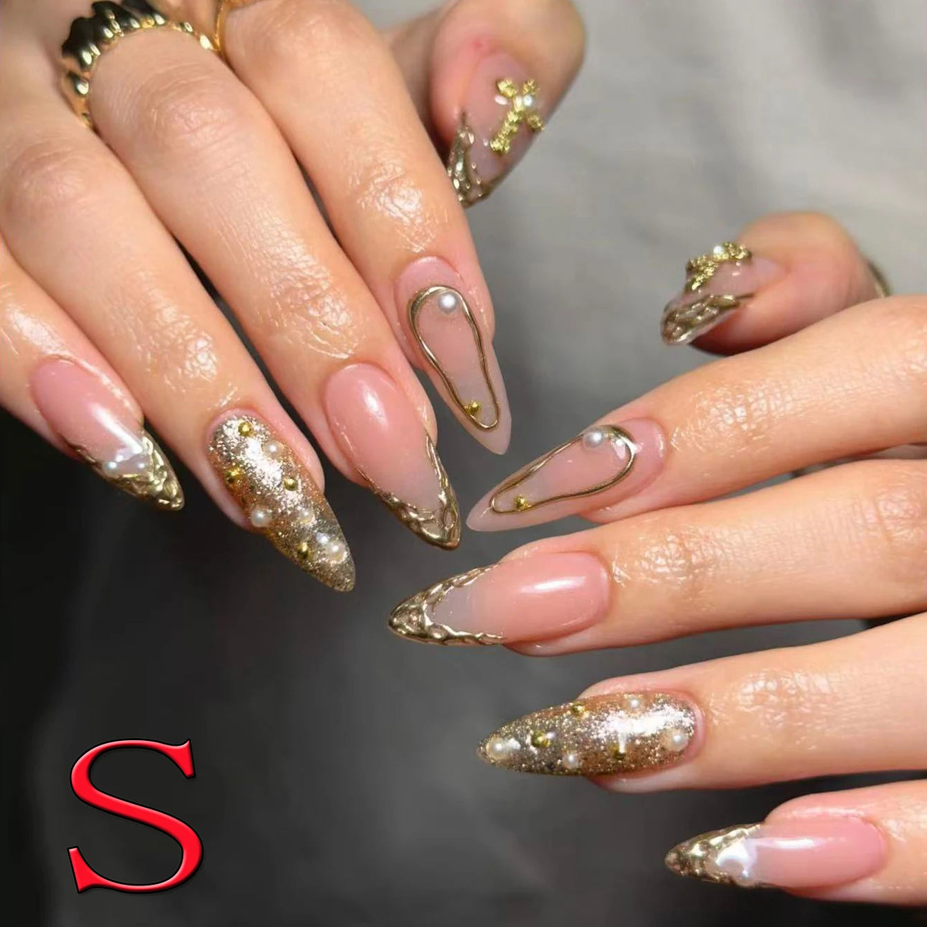 10PCS Diamond French Square Press on Nails.