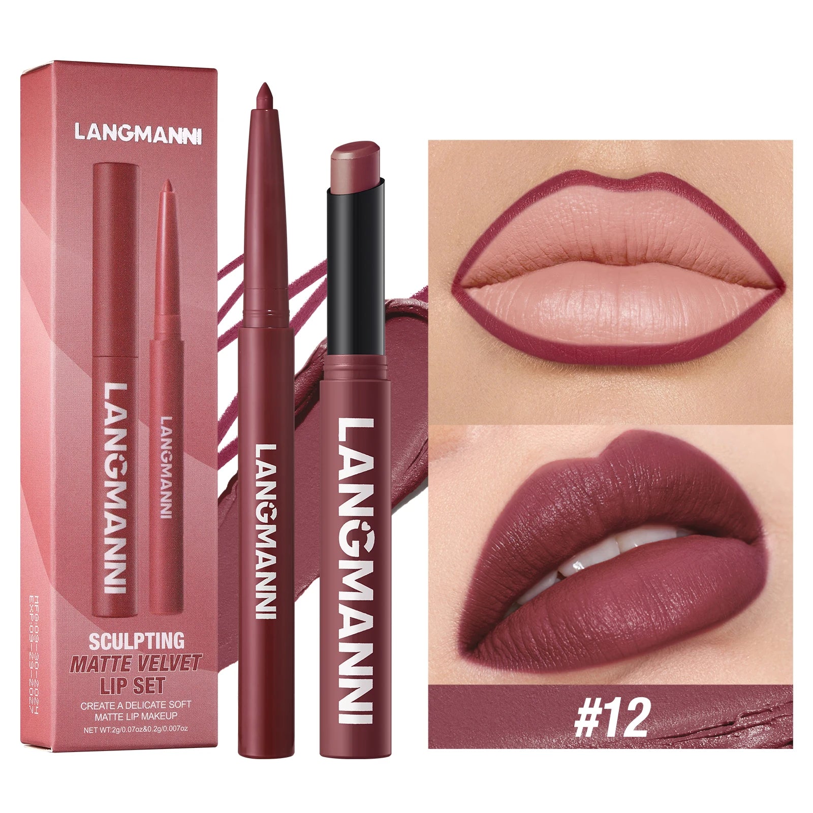 Waterproof lipliner + lipstick.