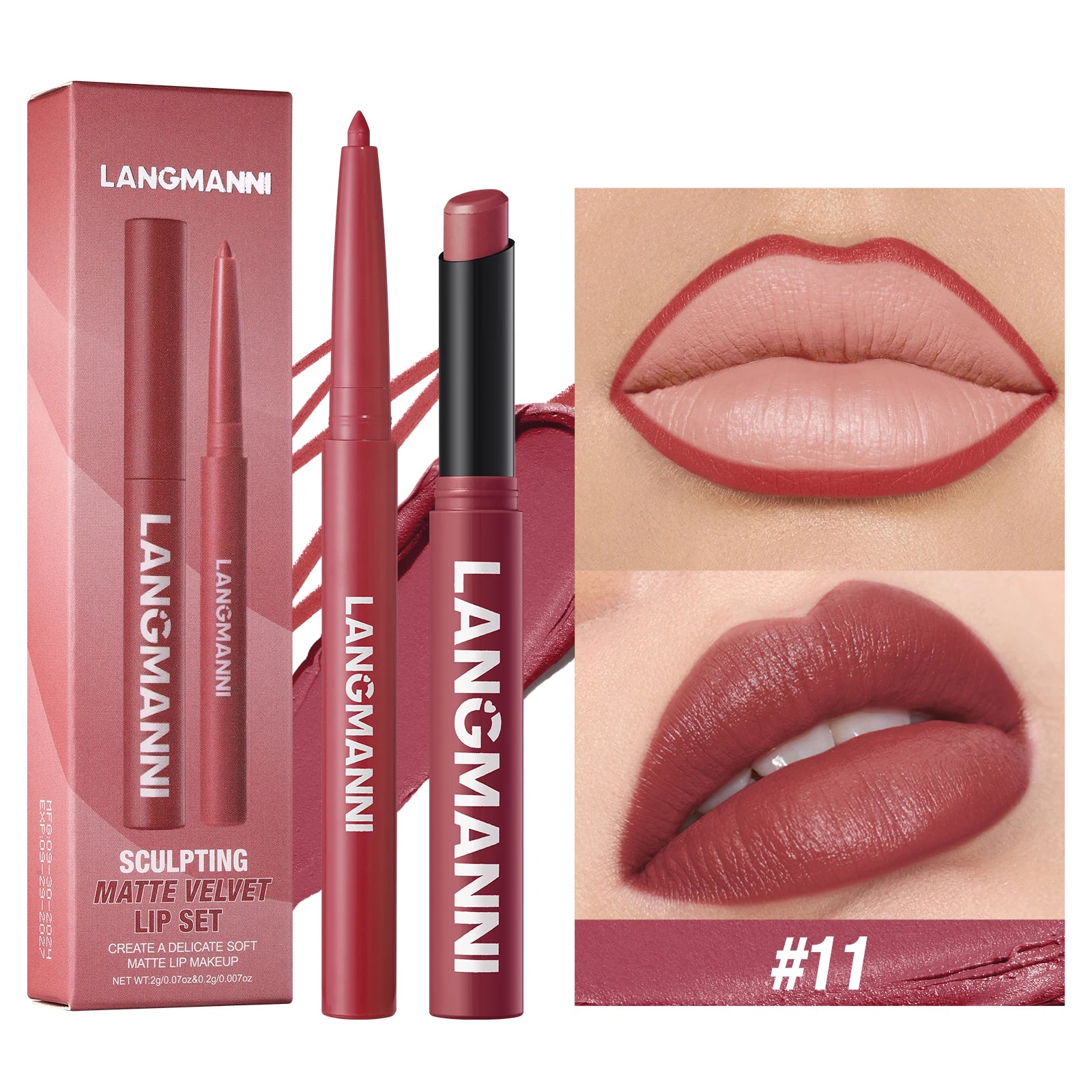 Waterproof lipliner + lipstick.