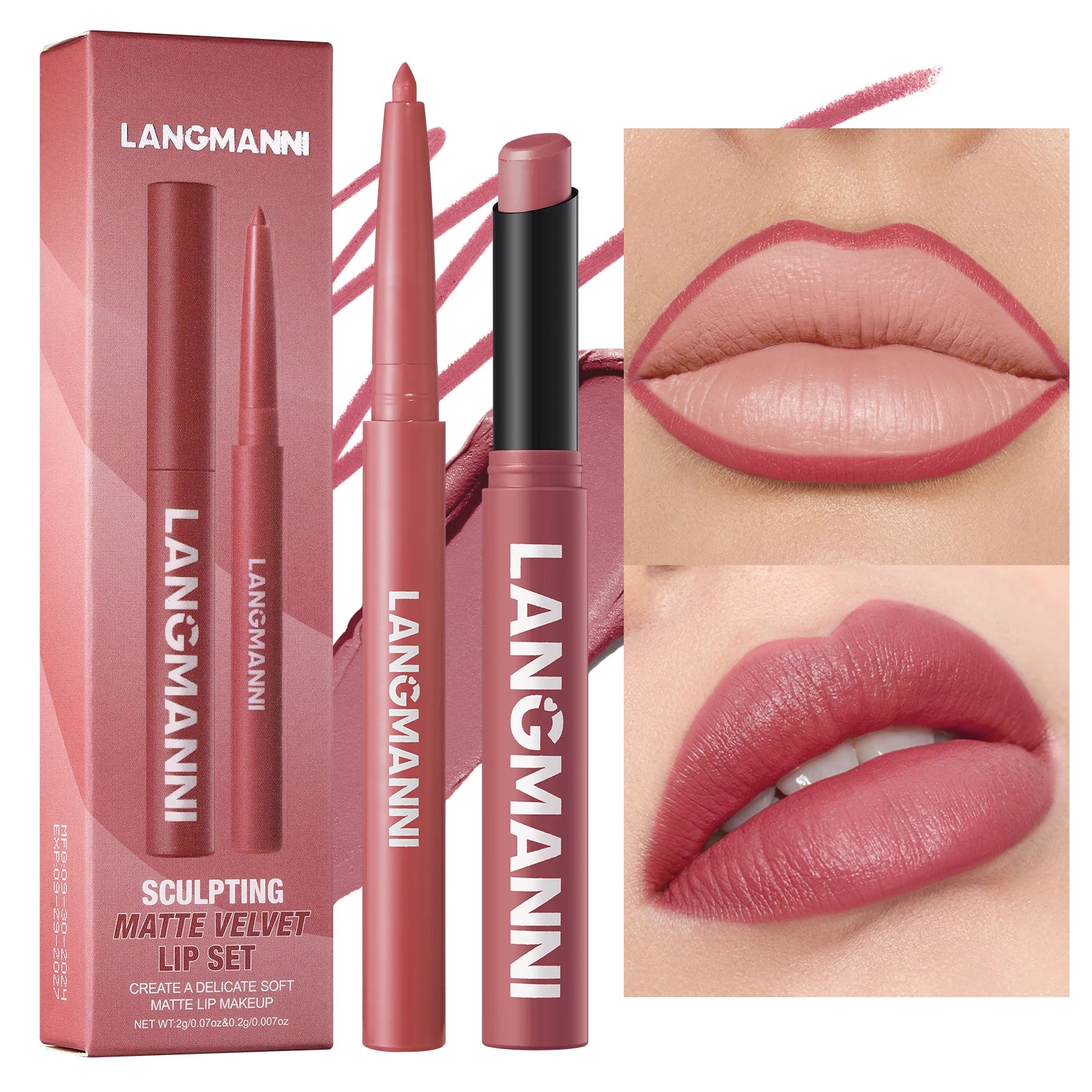 Waterproof lipliner + lipstick.