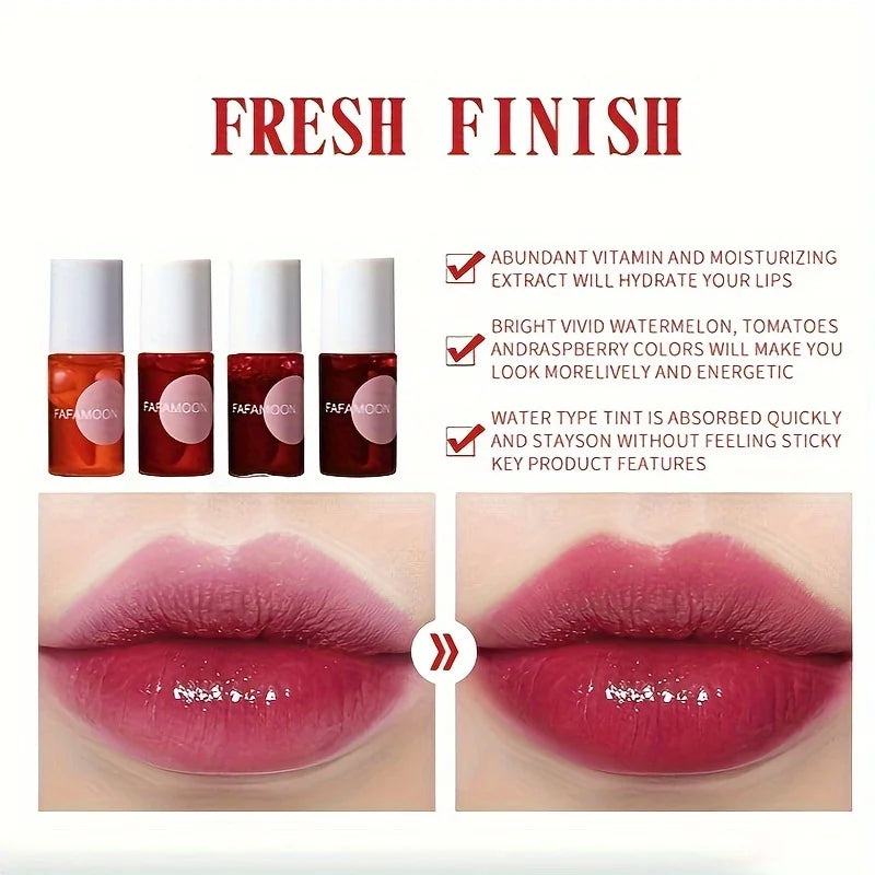 4 color Fruity Lip Tint Water Gloss.