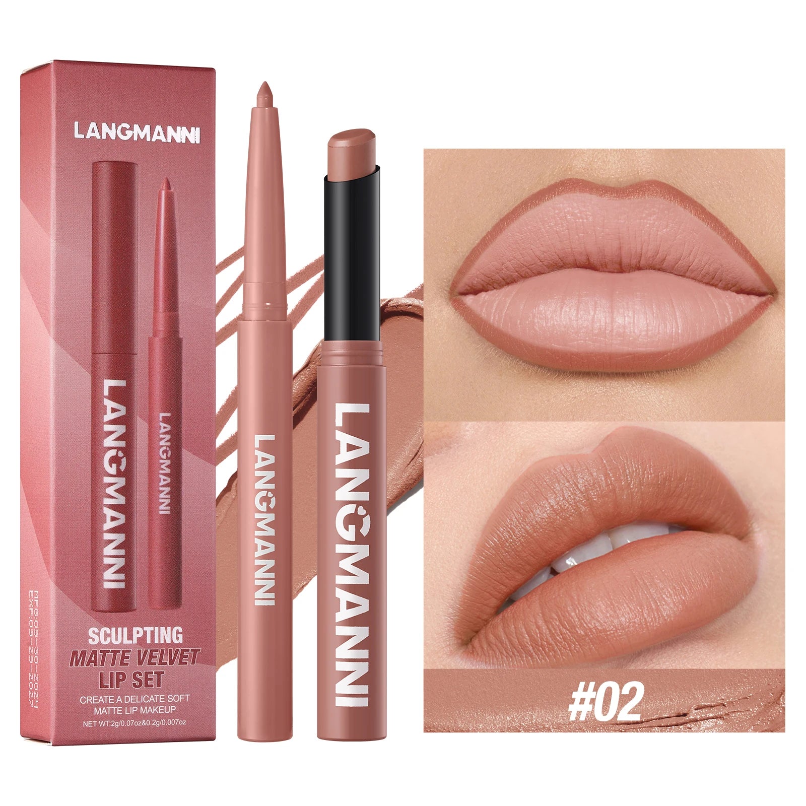 Waterproof lipliner + lipstick.