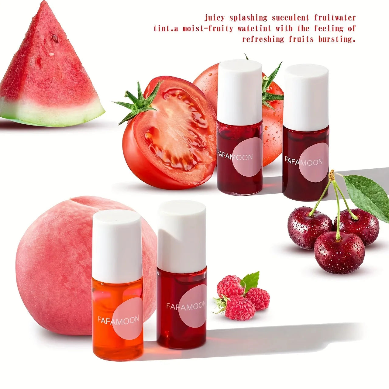4 color Fruity Lip Tint Water Gloss.