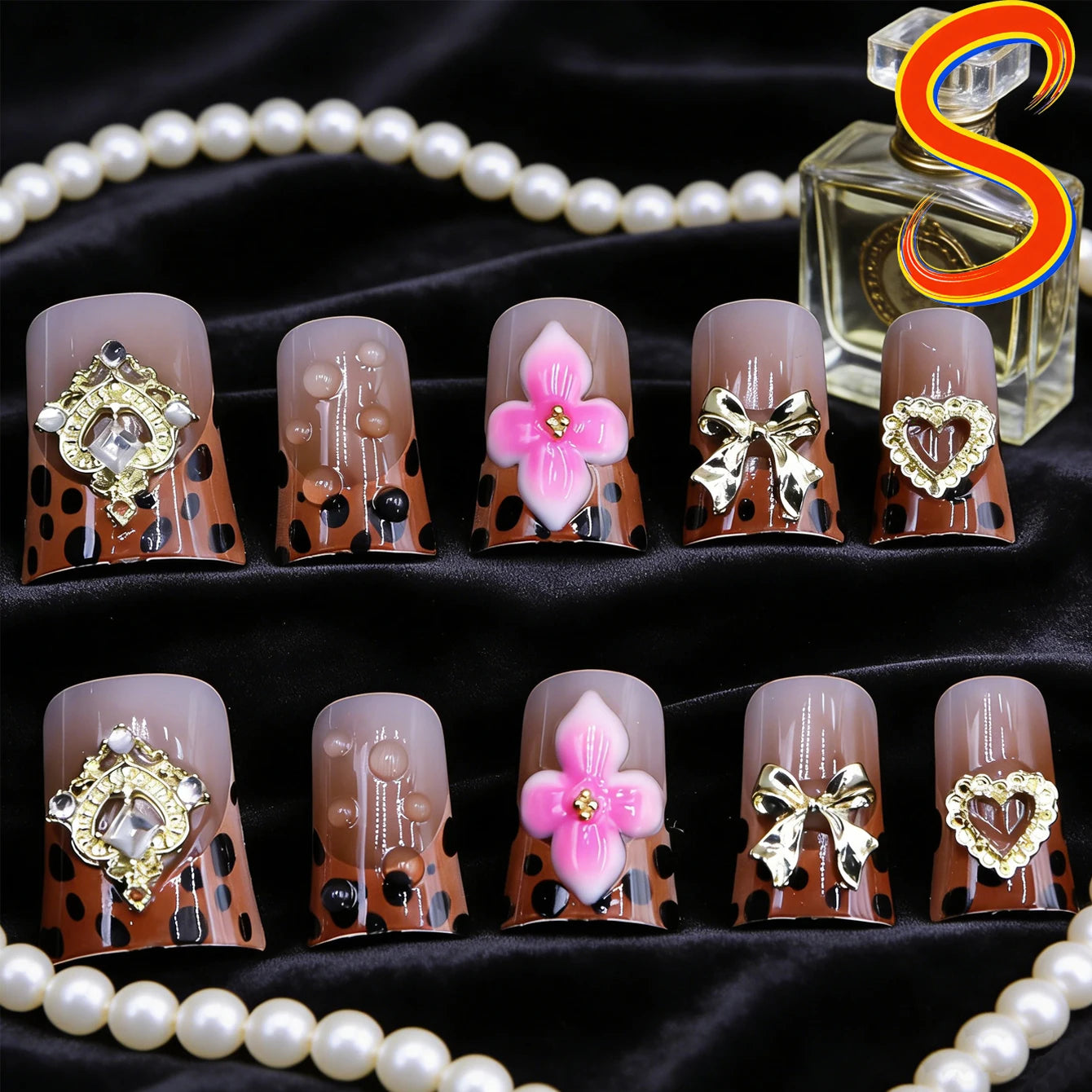10PCS Diamond French Square Press on Nails.