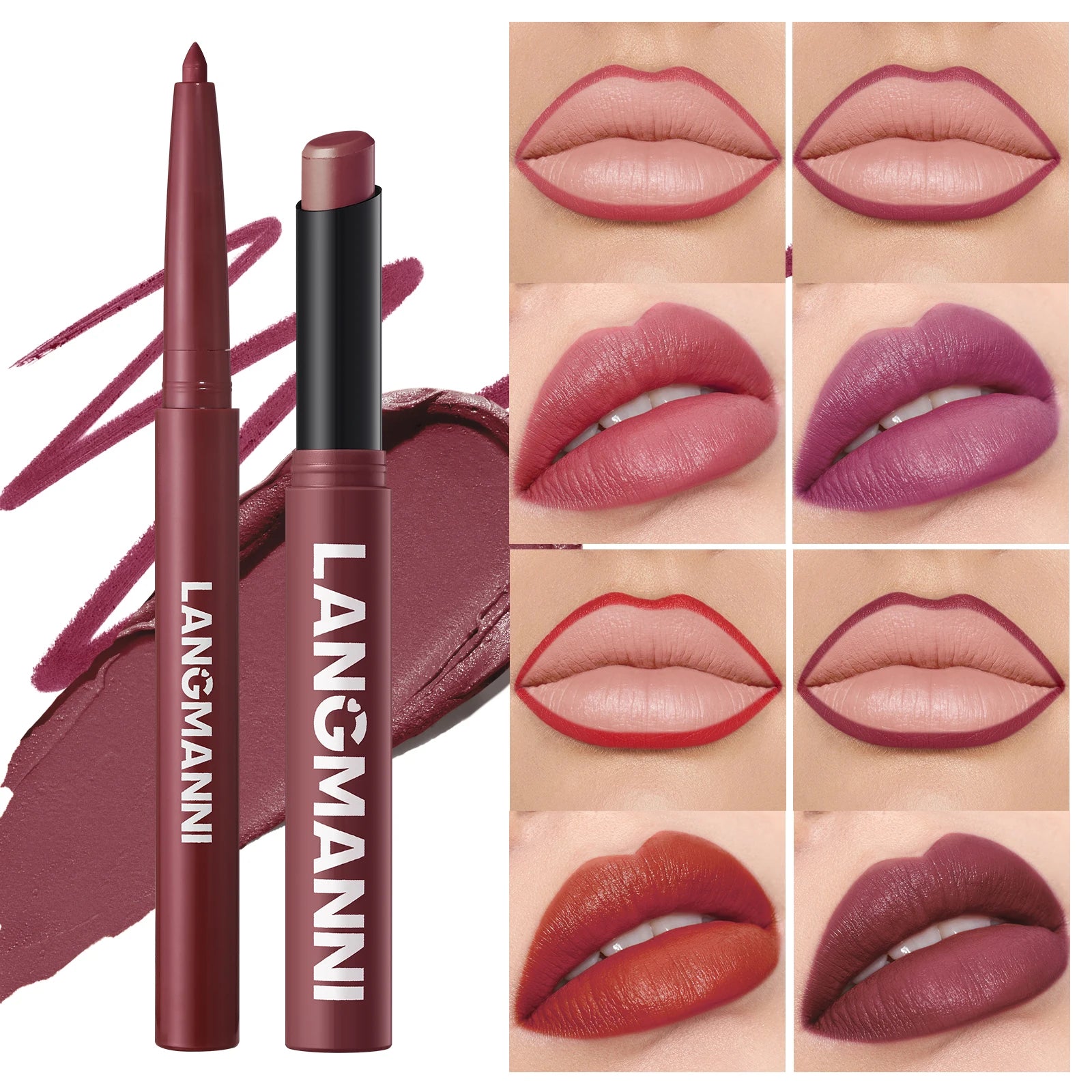 Waterproof lipliner + lipstick.