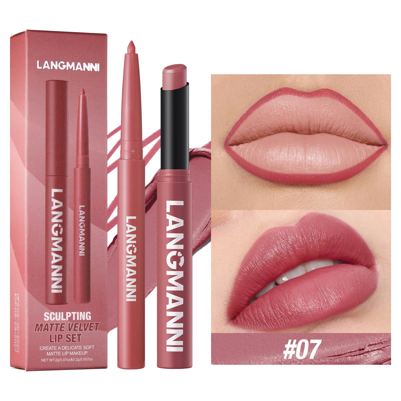 Waterproof lipliner + lipstick.