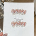 10pcs French Almond Press on Nails.
