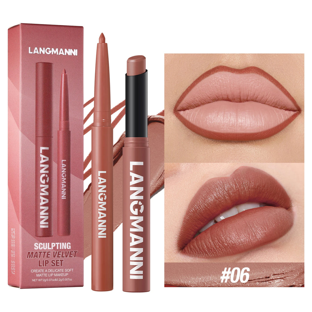Waterproof lipliner + lipstick.