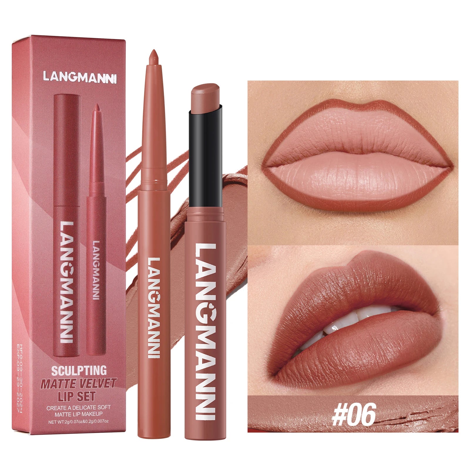 Waterproof lipliner + lipstick.