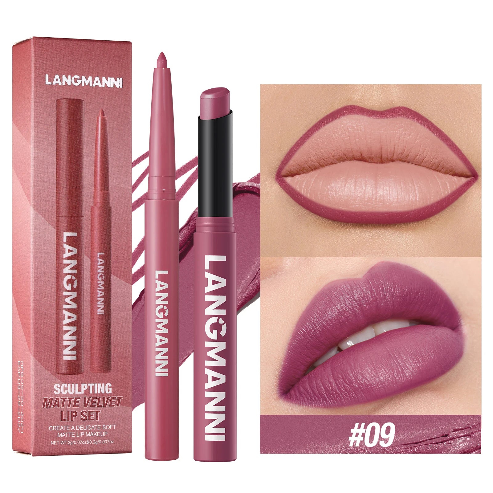 Waterproof lipliner + lipstick.