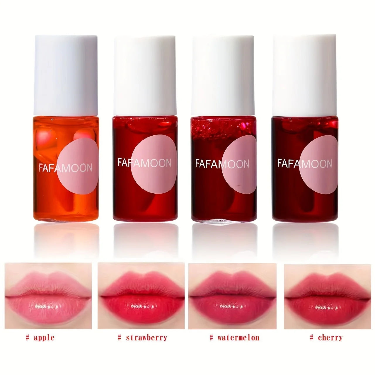4 color Fruity Lip Tint Water Gloss.