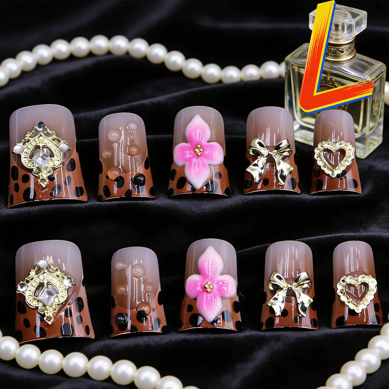 10PCS Diamond French Square Press on Nails.