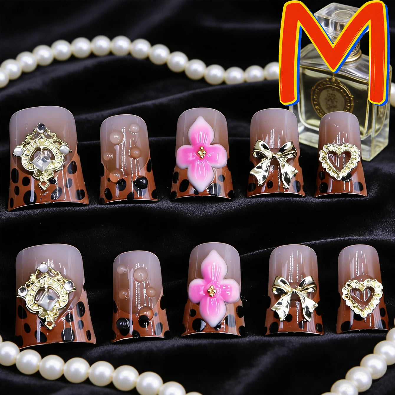 10PCS Diamond French Square Press on Nails.