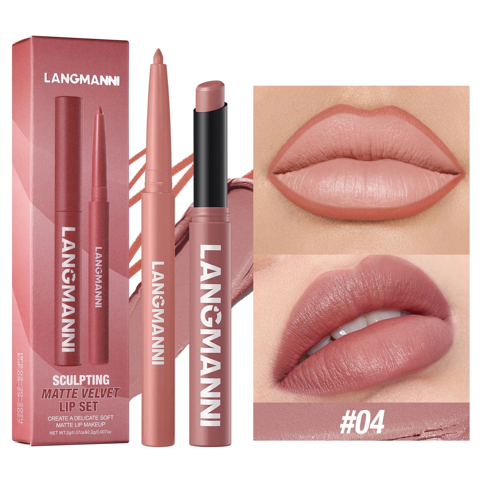 Waterproof lipliner + lipstick.