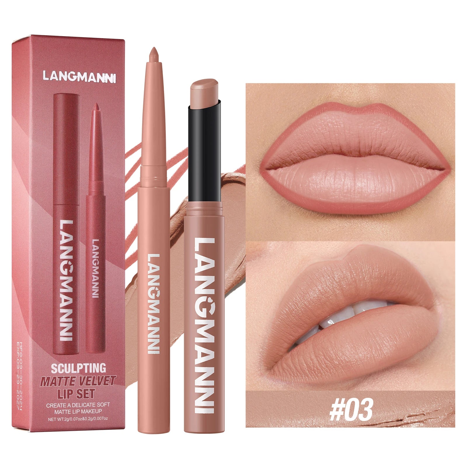 Waterproof lipliner + lipstick.