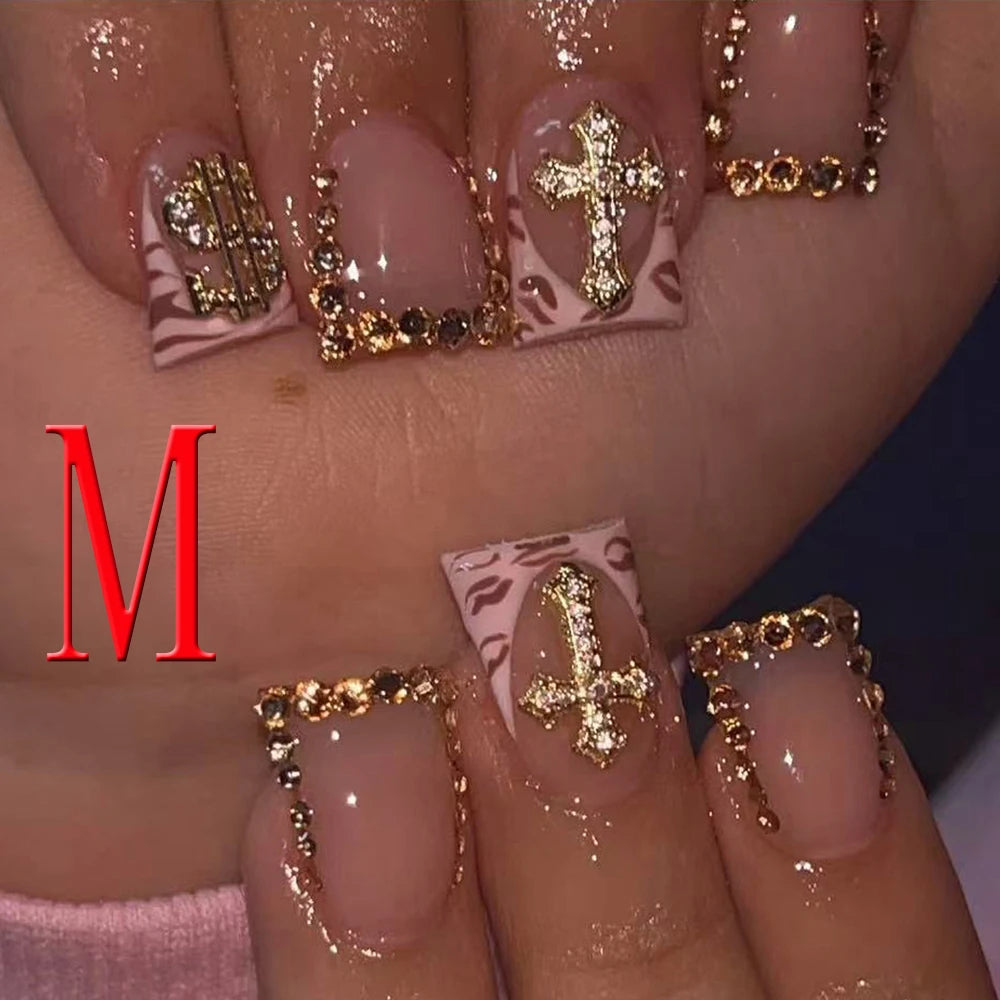 10PCS Diamond French Square Press on Nails.